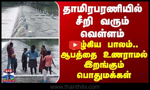 தாமிரபரணியில் சீறி வரும் வெள்ளம்...மூழ்கிய பாலம் - ஆபத்தை உணராமல் இறங்கும் பொதுமக்கள்
