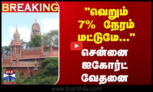 BREAKING | High Court | வெறும் 7% நேரம் மட்டுமே...  - சென்னை ஐகோர்ட் வேதனை