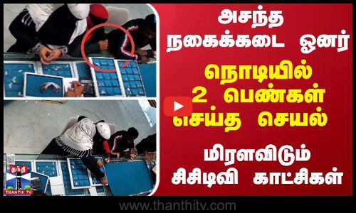 அசந்த நகைக்கடை ஓனர்.. நொடியில் 2 பெண்கள் செய்த செயல் - மிரளவிடும் சிசிடிவி காட்சிகள்