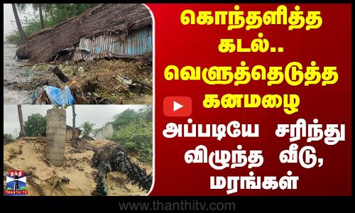 Rameswaram | கொந்தளித்த கடல்.. வெளுத்தெடுத்த கனமழை - அப்படியே சரிந்து விழுந்த வீடு, மரங்கள்